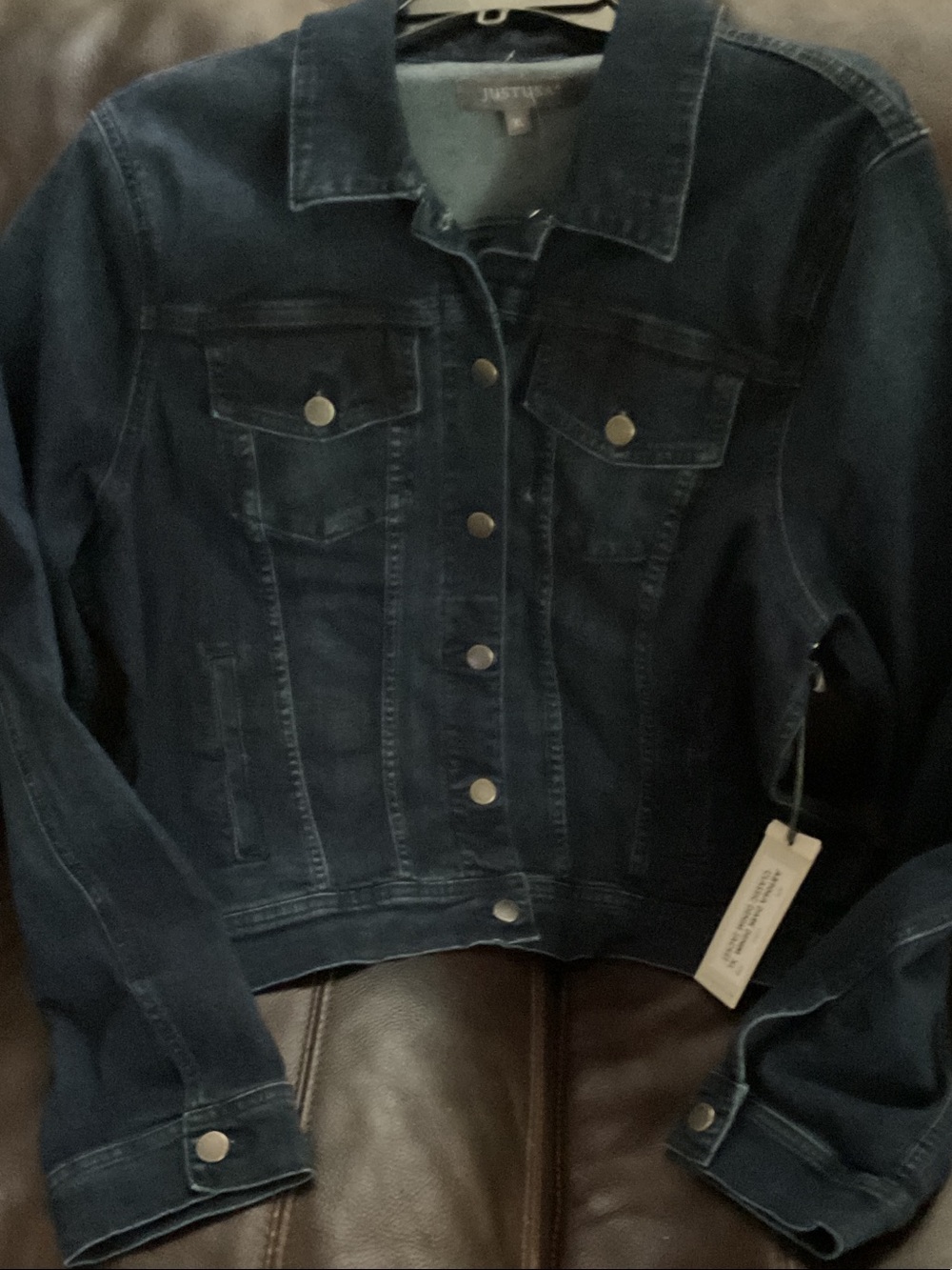 Just My Size Dark Blue Denim Jacket - Classic Button-Front